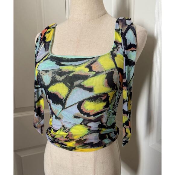 Free People Sleeveless Bow Strap Abstract Print Top Women’s Sz Xsmall XS - Picture 1 of 10